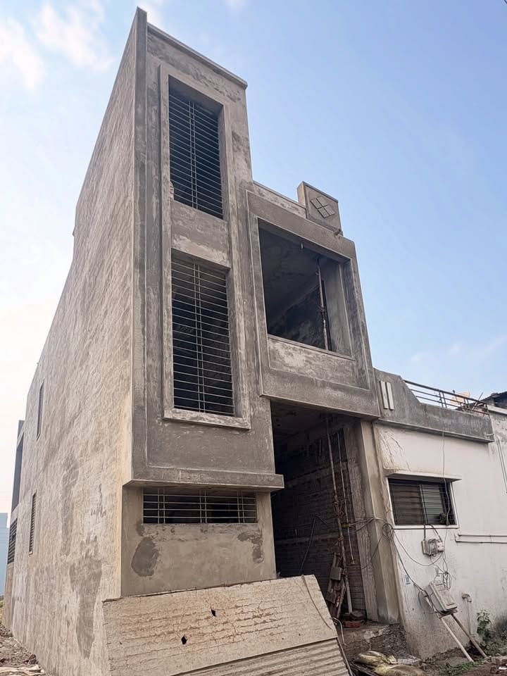 Multi-storey building frame under construction